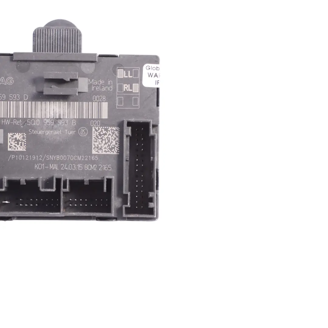 Module Commande De Porte Avant Droit ECU pour Audi TT FV A3 8V à propos du numéro de pièce 5Q0959593D Audi TT FV A3 8V Module Commande De Porte Avant Droit ECU - SKU 5Q0959593D - Numéro de pièce 5Q0959593D