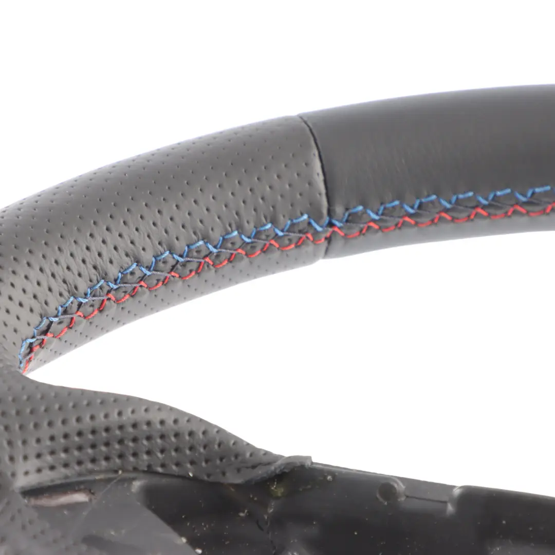 Leather Steering Wheel M-tricolored to BMW E60 E61 LCI NEW Black with Part number 6774456 BMW E60 E61 LCI NEW Black Leather Steering Wheel M-tricolored - SKU 6774456-4 - Part number 6774456