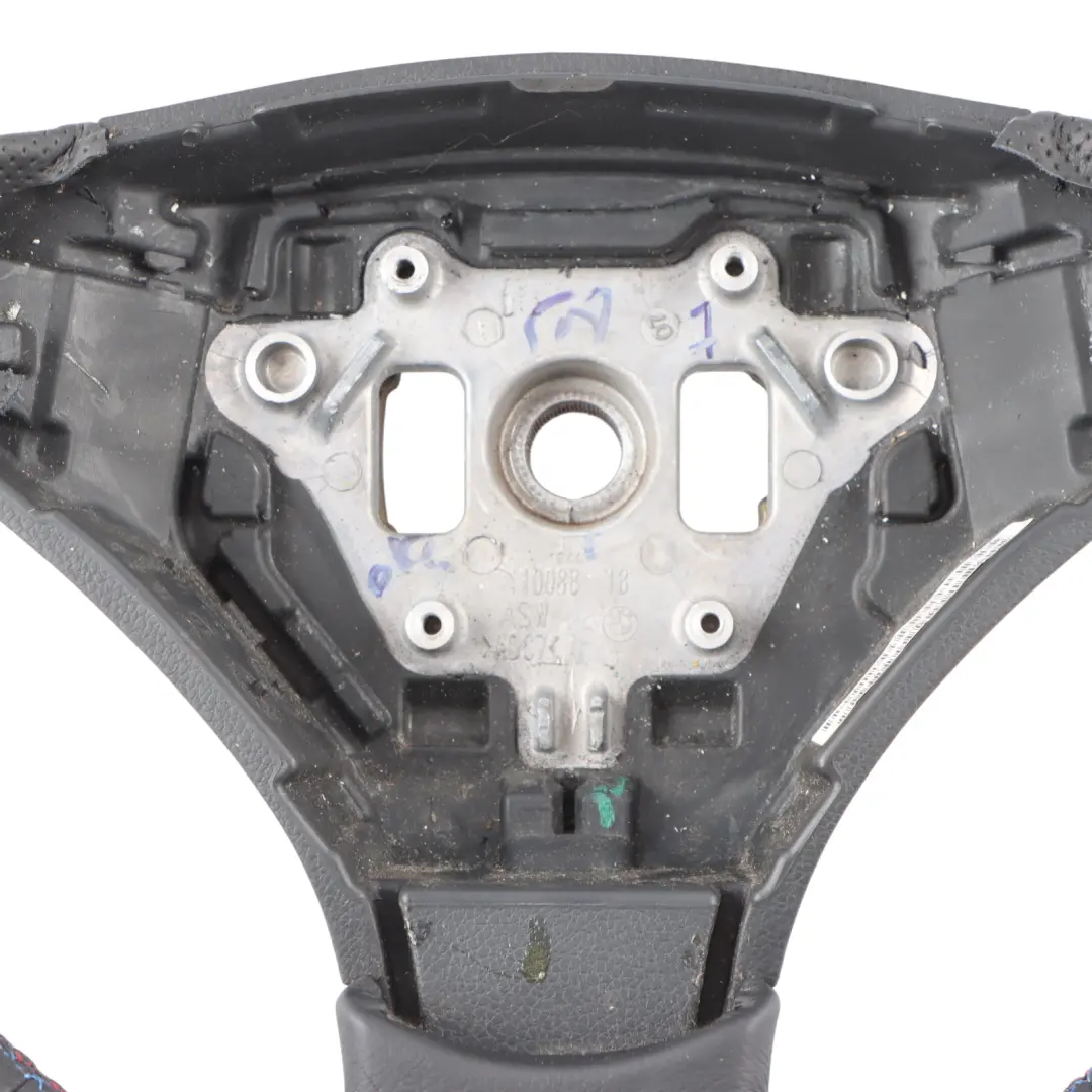 Leather Steering Wheel M-tricolored to BMW E60 E61 LCI NEW Black with Part number 6774456 BMW E60 E61 LCI NEW Black Leather Steering Wheel M-tricolored - SKU 6774456-4 - Part number 6774456