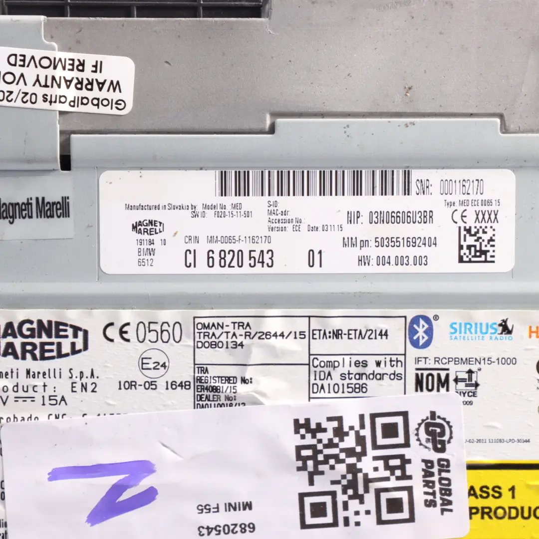 Radio Basic CD Player Head Unit Multimedia to Mini F54 F55 F56 F57 with Part number 6820543 Mini F54 F55 F56 F57 Radio Basic CD Player Head Unit Multimedia - SKU 6820543 - Part number 6820543