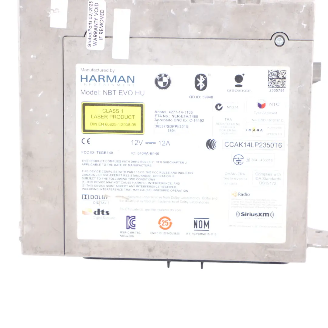 Harman Head Unit High 2 Media Sat Nav Radio NBT EVO HU to BMW F20 F30 LCI with Part number 6822066 BMW F20 F30 LCI Harman Head Unit High 2 Media Sat Nav Radio NBT EVO HU - SKU 6822066-1 - Part number 6822066