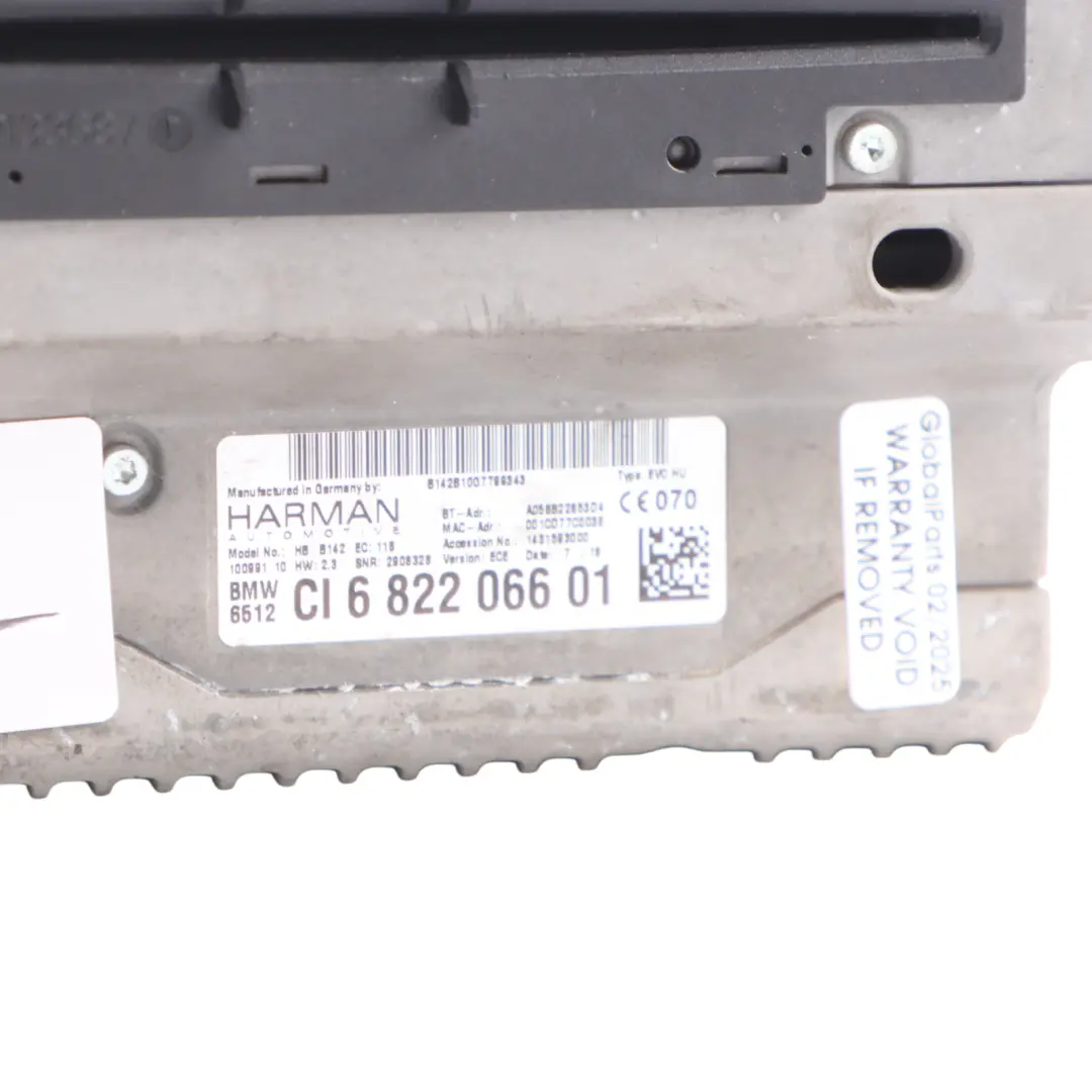 Harman Head Unit High 2 Media Sat Nav Radio NBT EVO HU to BMW F20 F30 LCI with Part number 6822066 BMW F20 F30 LCI Harman Head Unit High 2 Media Sat Nav Radio NBT EVO HU - SKU 6822066-1 - Part number 6822066
