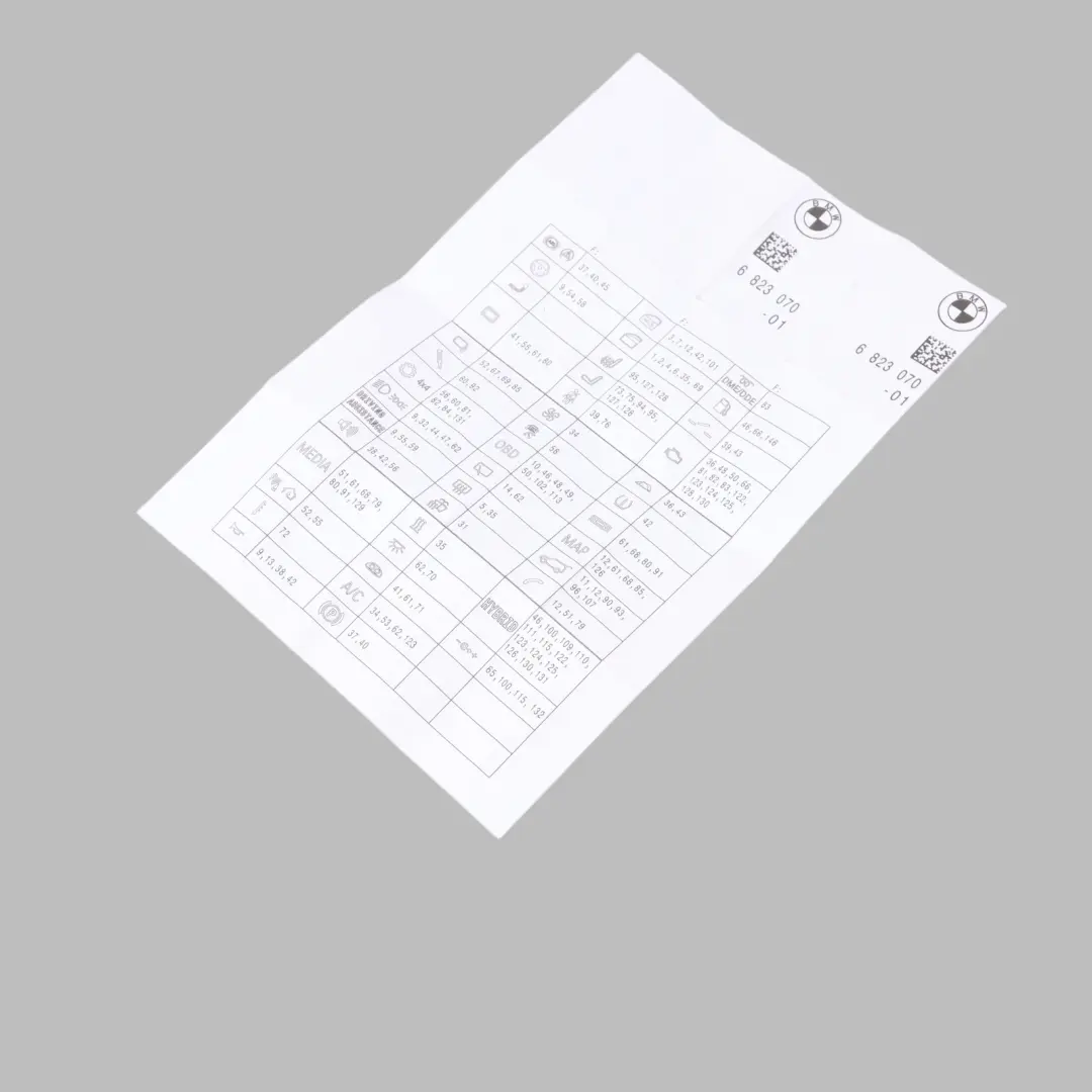 Fuse Box Grouping Fuse Placement Map Card Diagram to BMW F45 with Part number 6823070 BMW F45 Fuse Box Grouping Fuse Placement Map Card Diagram - SKU 6823070 - Part number 6823070