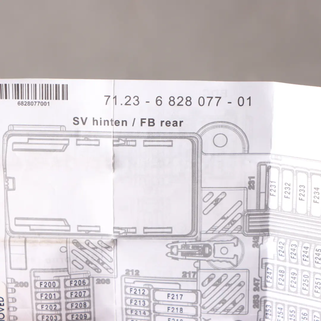 Fuse Box Grouping Fuse Placement Map Card Diagram to BMW G01 with Part number 6828077 BMW G01 Fuse Box Grouping Fuse Placement Map Card Diagram - SKU 6828077 - Part number 6828077