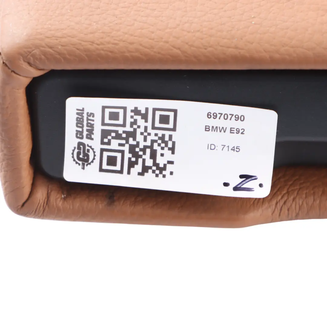 Middle Armrest Arm Rest Leather Sattel Braun to BMW E92 Rear Seat with Part number 6970790 BMW E92 Rear Seat Middle Armrest Arm Rest Leather Sattel Braun - SKU 6970790 - Part number 6970790