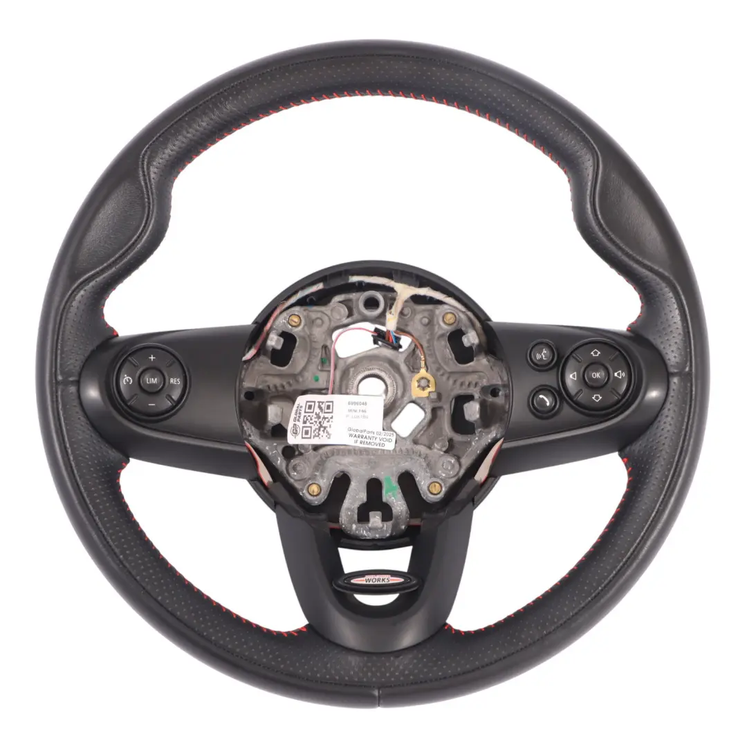 Deportivo Cuero Negro Hilos Rojos para Mini Cooper S JCW F54 F55 F56 F60 Volante con número de pieza 6996048 Mini Cooper S JCW F54 F55 F56 F60 Volante Deportivo Cuero Negro Hilos Rojos - SKU 6996048 - Número de pieza 6996048
