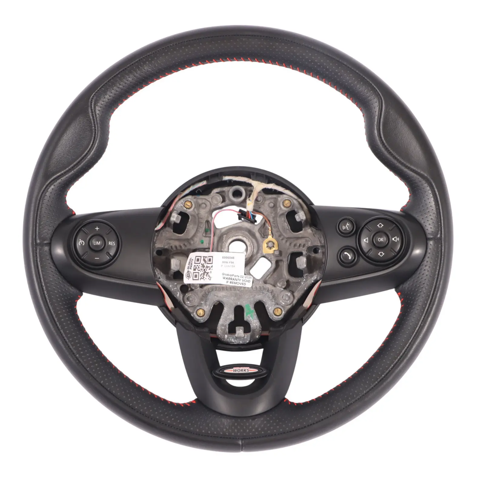 Mini Cooper S JCW F54 F55 F56 F60 Sport Steering Wheel Black Leather Red Threads
