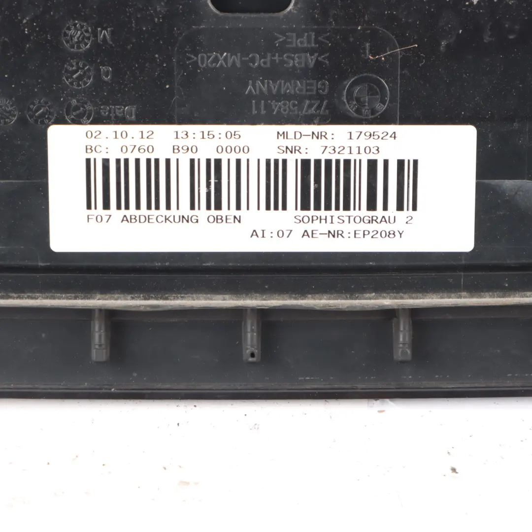 Spoiler BMW F07 Cover Panel Top Trunk Lid Sophistograu Brillanteffekt B90 to Rear with Part number 7207411 Rear Spoiler BMW F07 Cover Panel Top Trunk Lid Sophistograu Brillanteffekt B90 - SKU 7207411-SBR - Part number 7207411