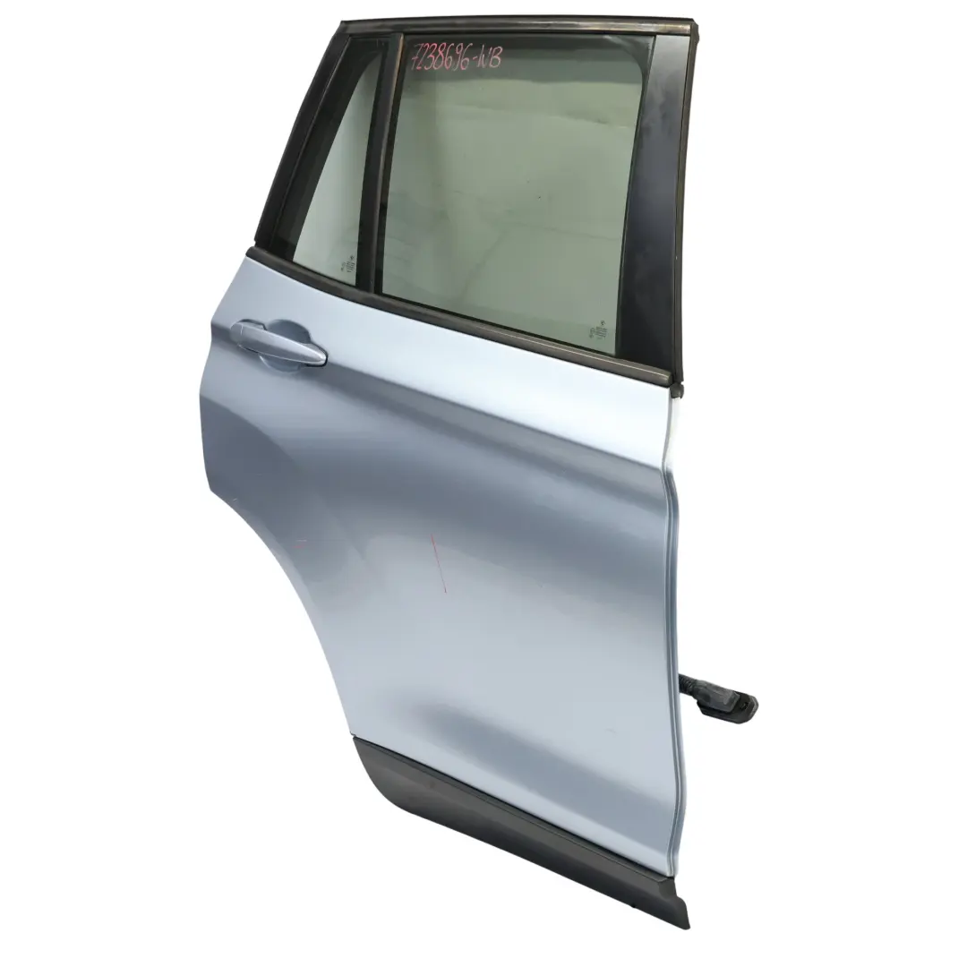 Door Rear Right O/S Bluewater Blue Metallic - 896 to BMW X3 F25 with Part number 7238696 BMW X3 F25 Door Rear Right O/S Bluewater Blue Metallic - 896 - SKU 7238696-WB - Part number 7238696