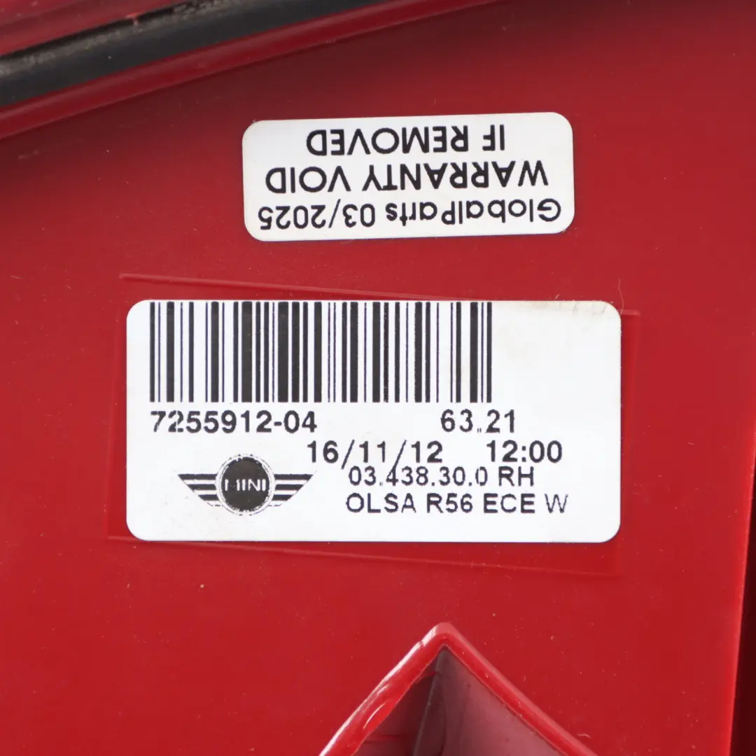 Lamp Mini R56 R57 LCI R58 R59 Light The Side Panel White Right O/S to Rear with Part number 7255912 Rear Lamp Mini R56 R57 LCI R58 R59 Light The Side Panel White Right O/S - SKU 7255912-5 - Part number 7255912