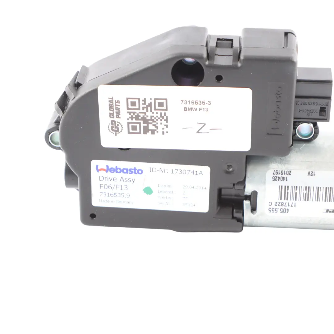 Schiebe Dach Antrieb Motor Einheit Webasto für BMW F06 F13 mit Teilenummer 7316535 BMW F06 F13 Schiebe Dach Antrieb Motor Einheit Webasto - SKU 7316535-3 - Teilenummer 7316535