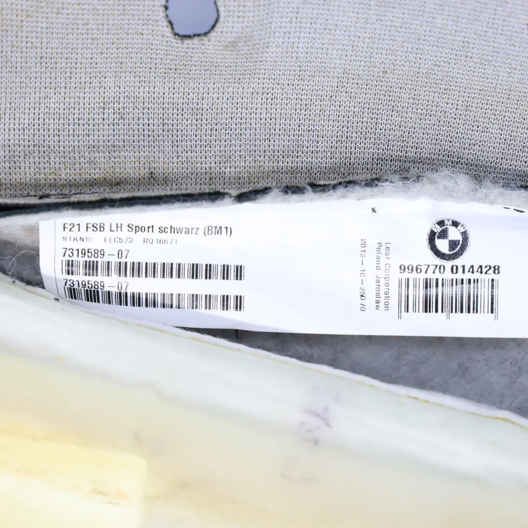 Siège Avant Sport Dossier Gauche Cuir Chauffant Dakota Black pour BMW F21 à propos du numéro de pièce 7319589 BMW F21 Siège Avant Sport Dossier Gauche Cuir Chauffant Dakota Black - SKU 7319589 - Numéro de pièce 7319589