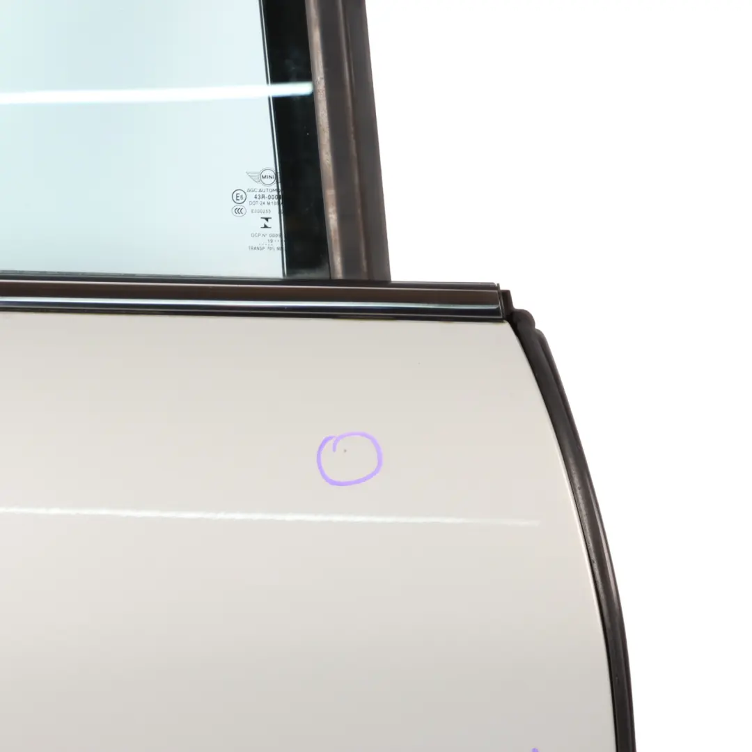 Door Rear Right O/S Covering Panel White Silver Metallic - A62 to Mini F55 with Part number 7327450 Mini F55 Door Rear Right O/S Covering Panel White Silver Metallic - A62 - SKU 7327450-WS - Part number 7327450