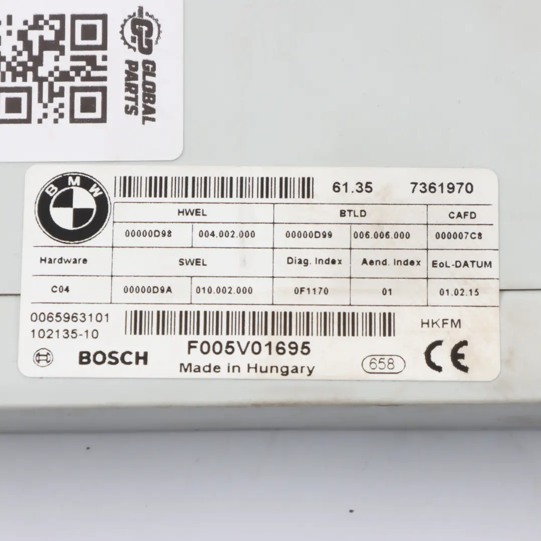 BMW F10 F10 LCI Módulo Función Maletero Unidad Control Maletero ECU - SKU 7361970 - Número de pieza 7361970