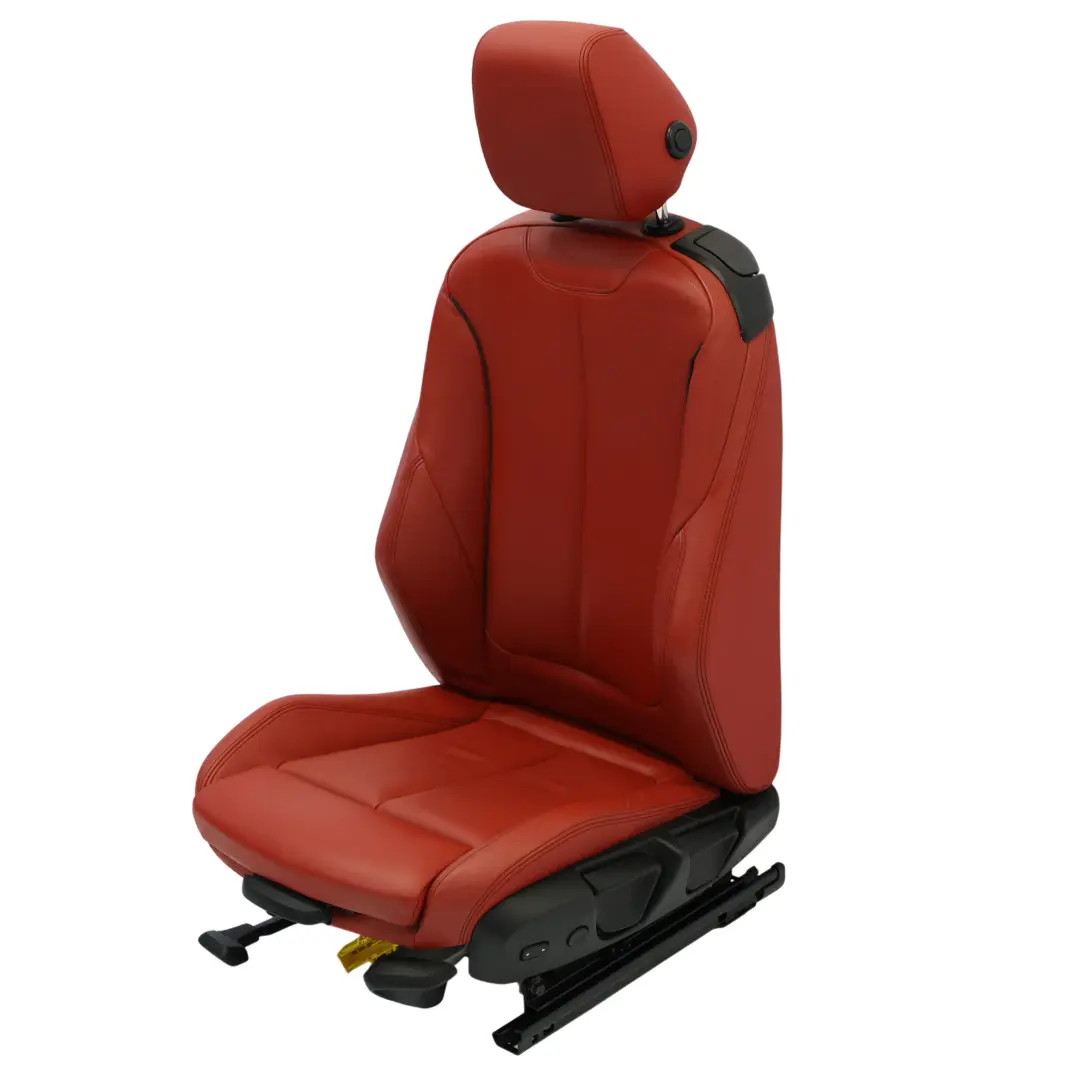 Front Seat Left N/S Sport Heated Leather Dakota Korall Red Accent Black to BMW F32 with Part number 7392471 BMW F32 Front Seat Left N/S Sport Heated Leather Dakota Korall Red Accent Black - SKU 7392471-4 - Part number 7392471