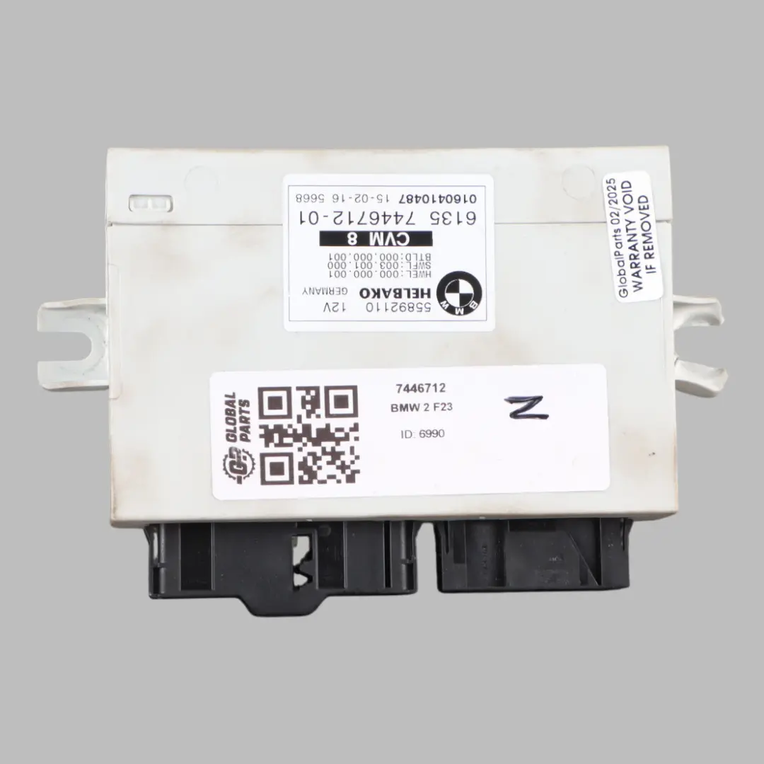 Techo Plegable ECU Unidad De Control CVM Módulo para BMW F23 Convertible con número de pieza 7446712 BMW F23 Convertible Techo Plegable ECU Unidad De Control CVM Módulo - SKU 7446712 - Número de pieza 7446712