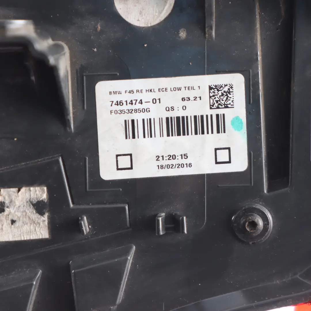 Tail Light Lamp LED Inner Outer Right O/S Set to BMW F45 Rear with Part number 7461474 BMW F45 Rear Tail Light Lamp LED Inner Outer Right O/S Set - SKU 7461474 - Part number 7461474