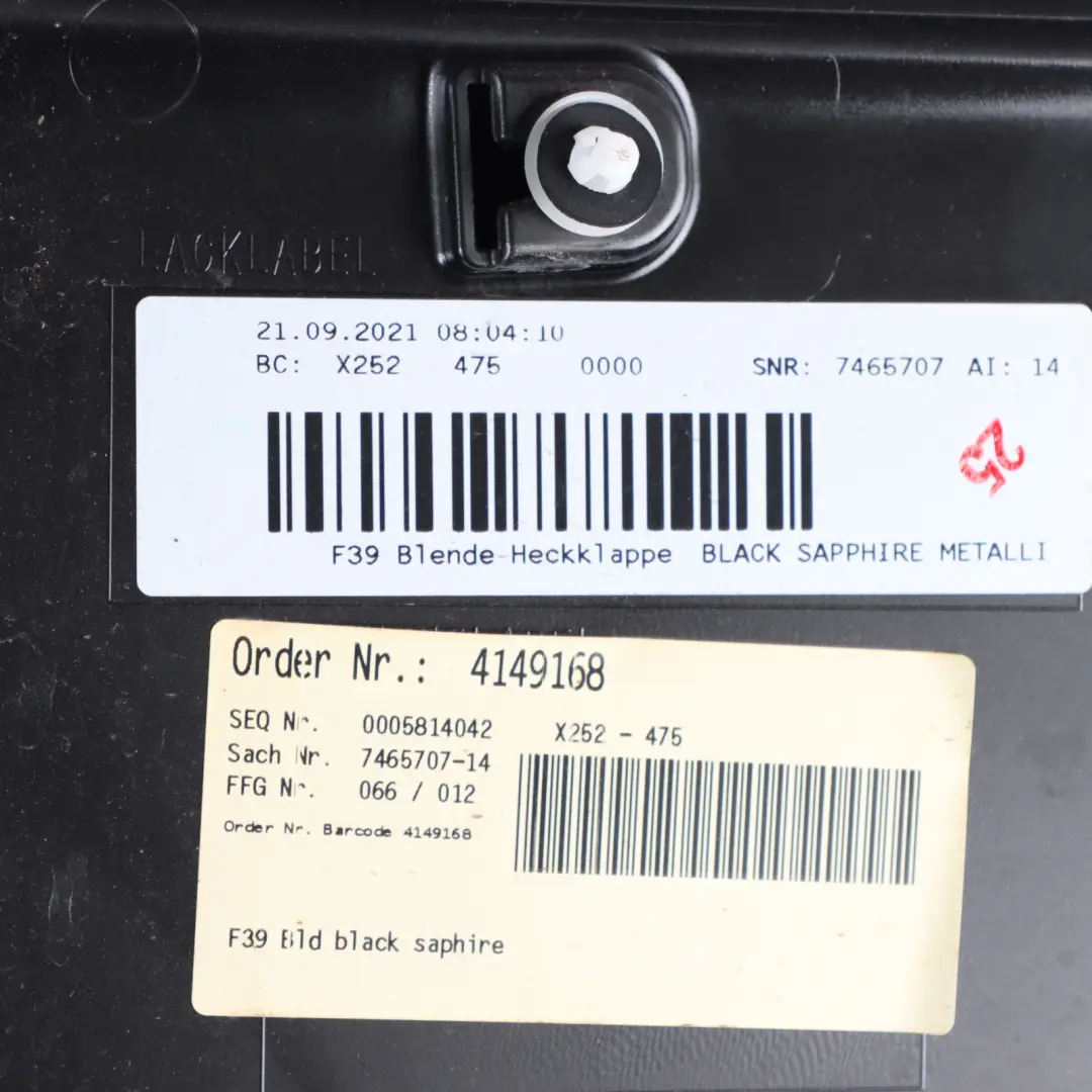 Trunk Boot Lid Tailgate Rear Panel Black Sapphire Metallic - 475 to BMW X2 F39 with Part number 7467656 BMW X2 F39 Trunk Boot Lid Tailgate Rear Panel Black Sapphire Metallic - 475 - SKU 7467656-BS - Part number 7467656