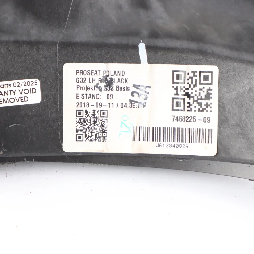 Backrest Lateral Panel Seat Side Finisher Cover Left N/S to BMW G32 GT Rear with Part number 7468225 BMW G32 GT Rear Backrest Lateral Panel Seat Side Finisher Cover Left N/S - SKU 7468225 - Part number 7468225
