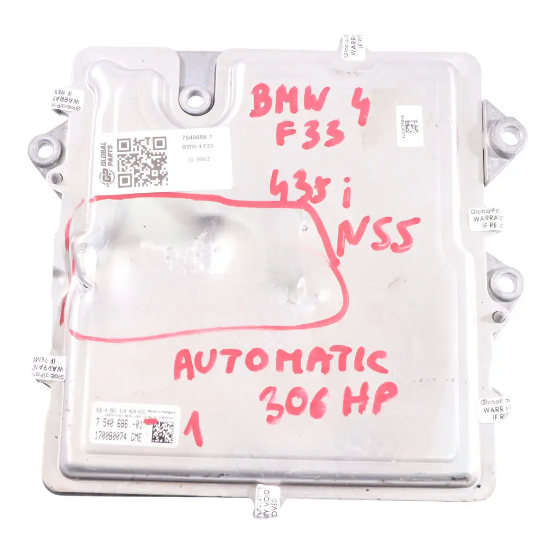 N55 306HP Motorsteuergerät ECU DME Automatik für BMW F32 F33 F36 435I mit Teilenummer 7540686 BMW F32 F33 F36 435I N55 306HP Motorsteuergerät ECU DME Automatik - SKU 7540686-1 - Teilenummer 7540686