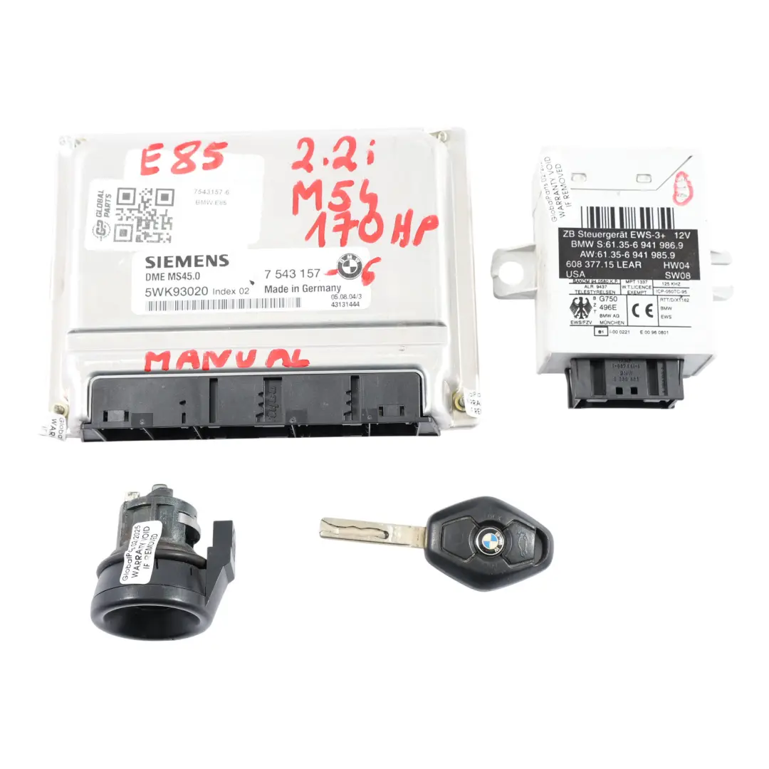BMW Z4 E85 2.2i M54 170HP Engine Control Module Unit ECU Set Manual - SKU 7543157-6 - Part number 7543157