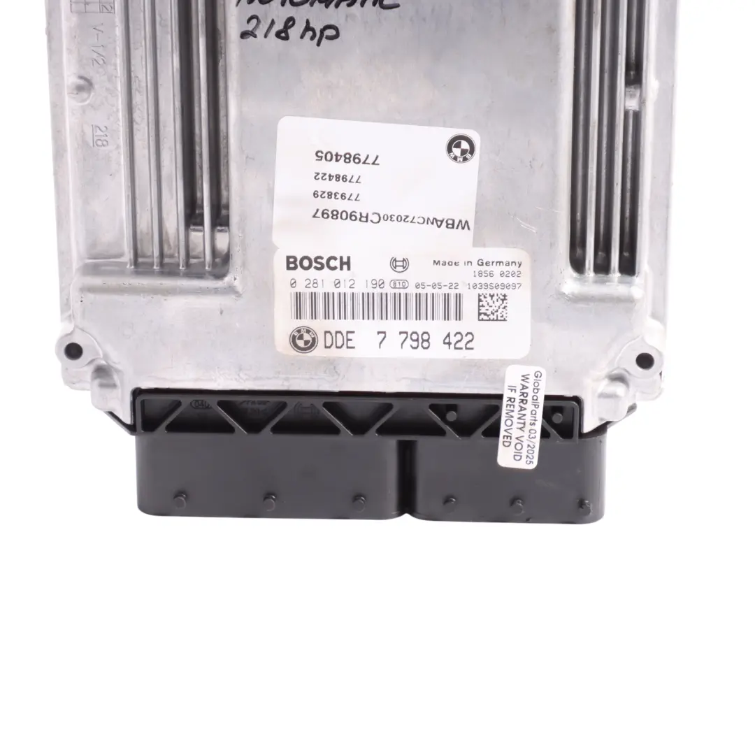 BMW E60 E61 530d M57N 218HP Engine Control Unit ECU DDE Automatic - SKU 7798422-2 - Part number 7798422