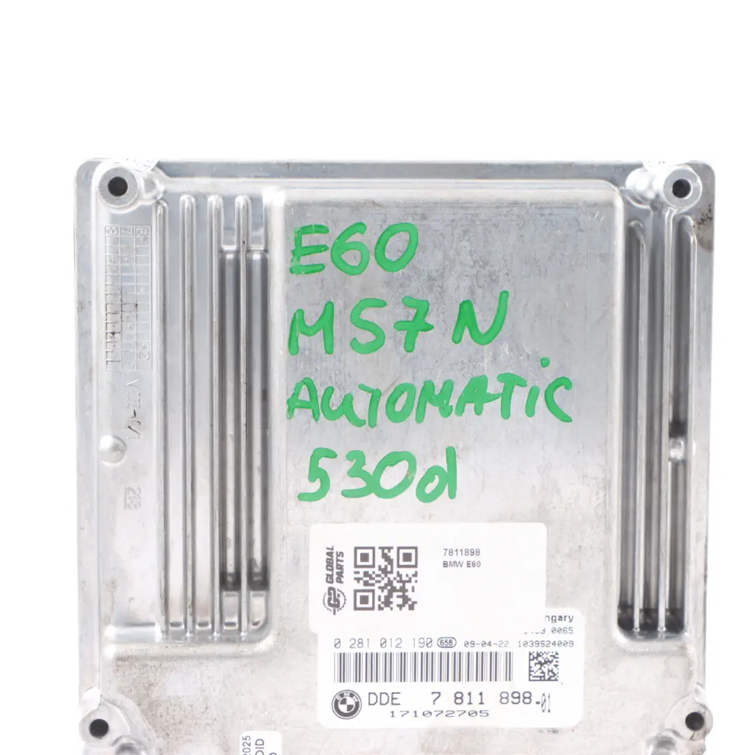 M57N 218HP Engine Control Unit Module ECU DDE Automatic to BMW E60 E61 530d with Part number 7811898 BMW E60 E61 530d M57N 218HP Engine Control Unit Module ECU DDE Automatic - SKU 7811898 - Part number 7811898