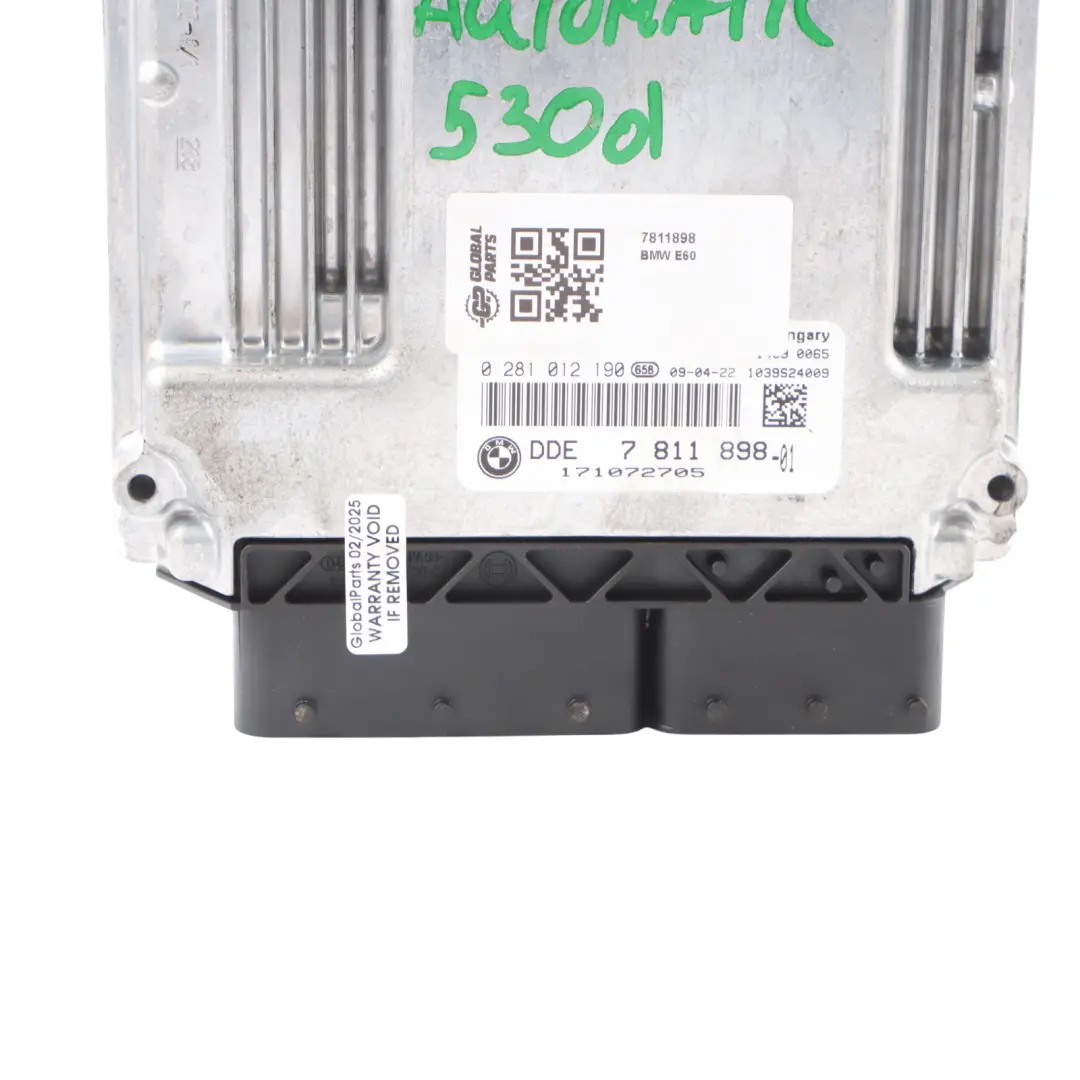 M57N 218HP Engine Control Unit Module ECU DDE Automatic to BMW E60 E61 530d with Part number 7811898 BMW E60 E61 530d M57N 218HP Engine Control Unit Module ECU DDE Automatic - SKU 7811898 - Part number 7811898
