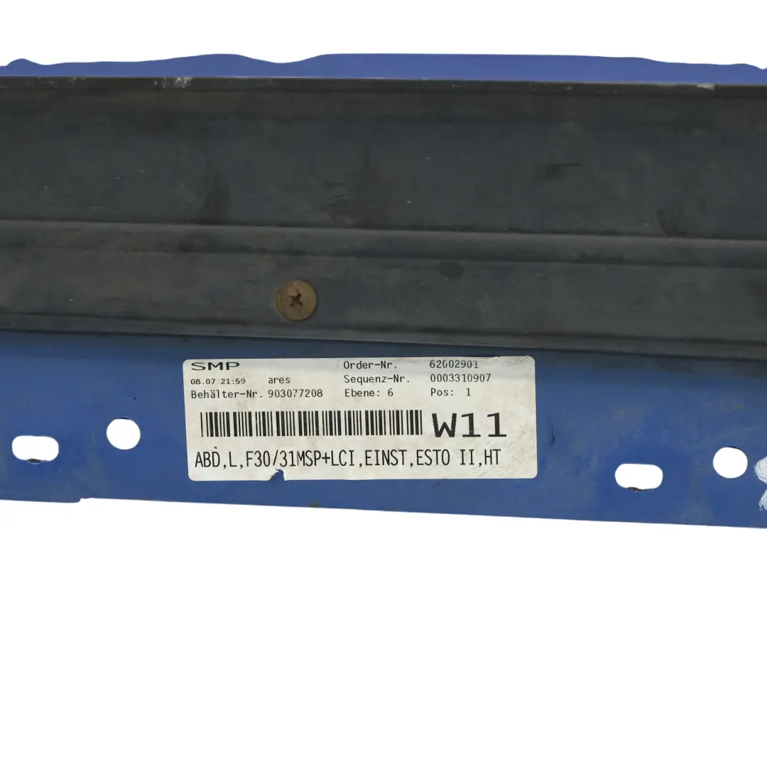 Side Skirt M Sport Sill Strip Left N/S Estoril Blue Metallic - B45 to BMW F30 F31 with Part number 8056579 BMW F30 F31 Side Skirt M Sport Sill Strip Left N/S Estoril Blue Metallic - B45 - SKU 8056579-EB2 - Part number 8056579