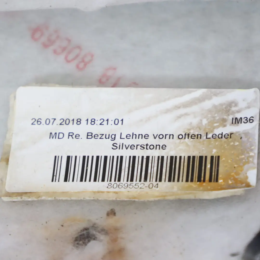 Vordersitz Rückenlehne Abdeckung Stoff Beheizt Rechts Leder für BMW M4 F82 mit Teilenummer 8069552 BMW M4 F82 Vordersitz Rückenlehne Abdeckung Stoff Beheizt Rechts Leder - SKU 8069552-1 - Teilenummer 8069552