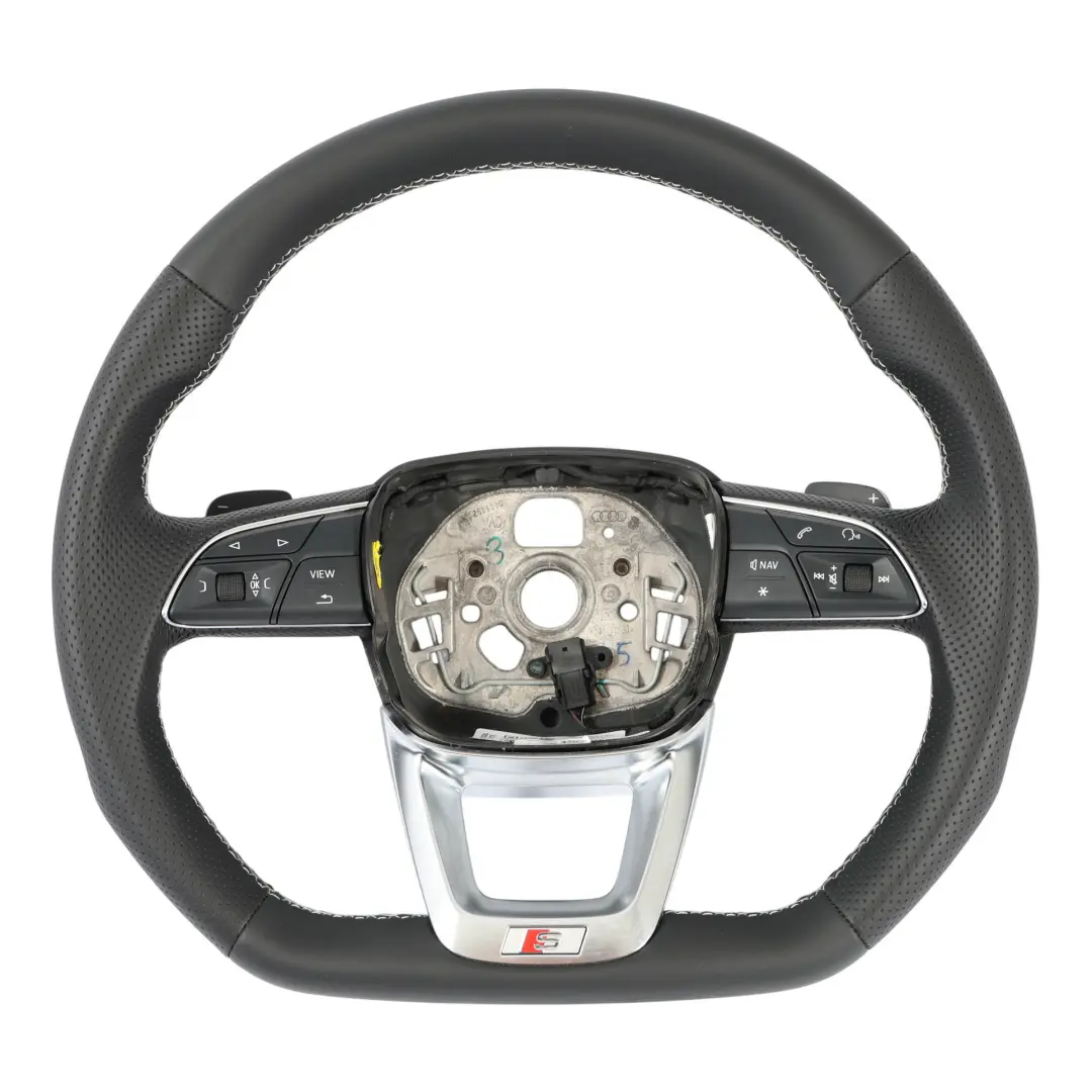 Audi Q5 SQ5 FY Steering Wheel NEW Black Leather Flat Bottom - SKU 80A419091AF-1 - Part number 80A419091AF