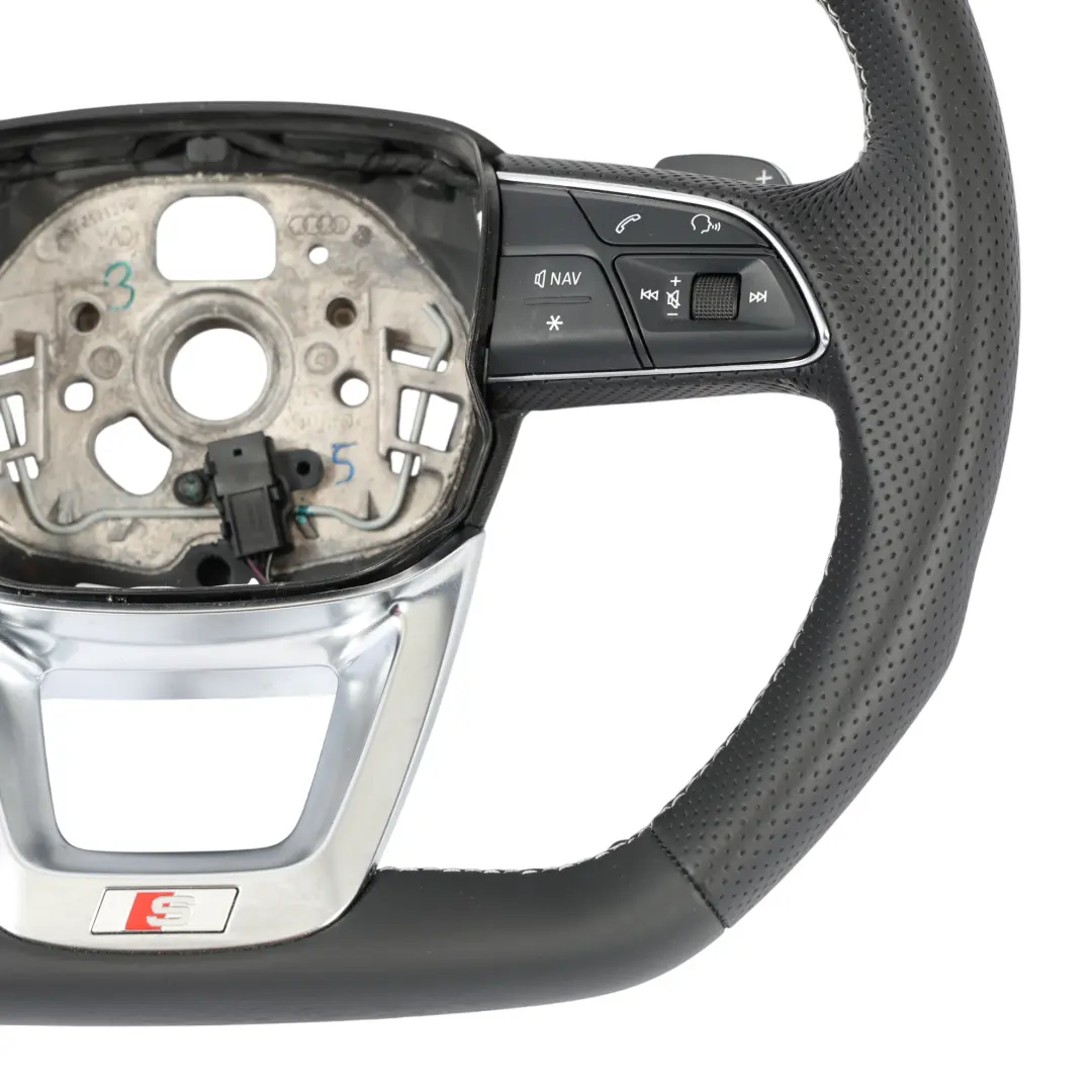 Steering Wheel NEW Black Leather Flat Bottom to Audi Q5 SQ5 FY with Part number 80A419091AF Audi Q5 SQ5 FY Steering Wheel NEW Black Leather Flat Bottom - SKU 80A419091AF-1 - Part number 80A419091AF