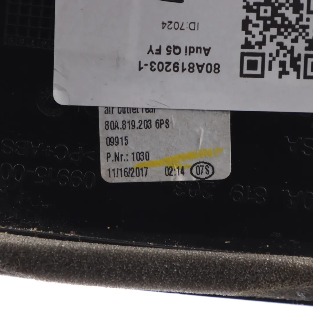 Console A/C Heater Condition Air Vent Grille Nozzle to Audi Q5 FY Rear with Part number 80A819203 Audi Q5 FY Rear Console A/C Heater Condition Air Vent Grille Nozzle - SKU 80A819203-1 - Part number 80A819203