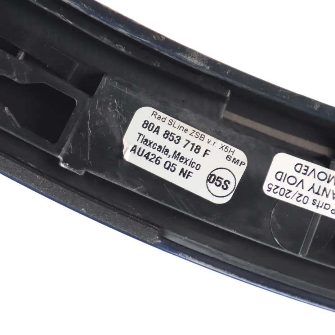 Arch Cover Front Right O/S Trim Strip Navarra Blue - X5H to Audi SQ5 FY Wheel with Part number 80A853718F Audi SQ5 FY Wheel Arch Cover Front Right O/S Trim Strip Navarra Blue - X5H - SKU 80A853718F-NAB - Part number 80A853718F