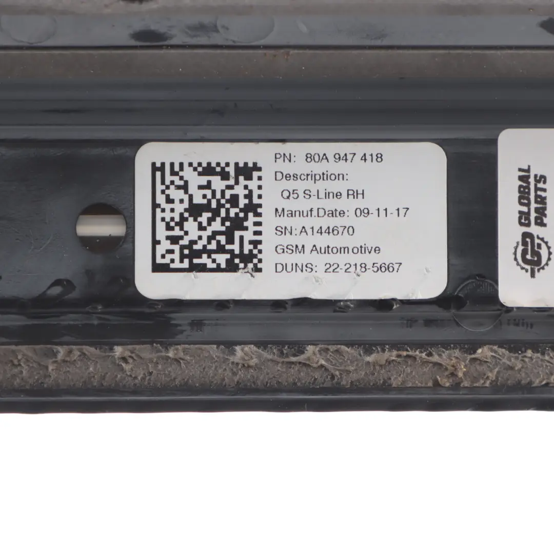 Door Sill Side Skirt Trim Plate S-Line Front Right O/S to Audi Q5 FY with Part number 80A947418 Audi Q5 FY Door Sill Side Skirt Trim Plate S-Line Front Right O/S - SKU 80A947418 - Part number 80A947418