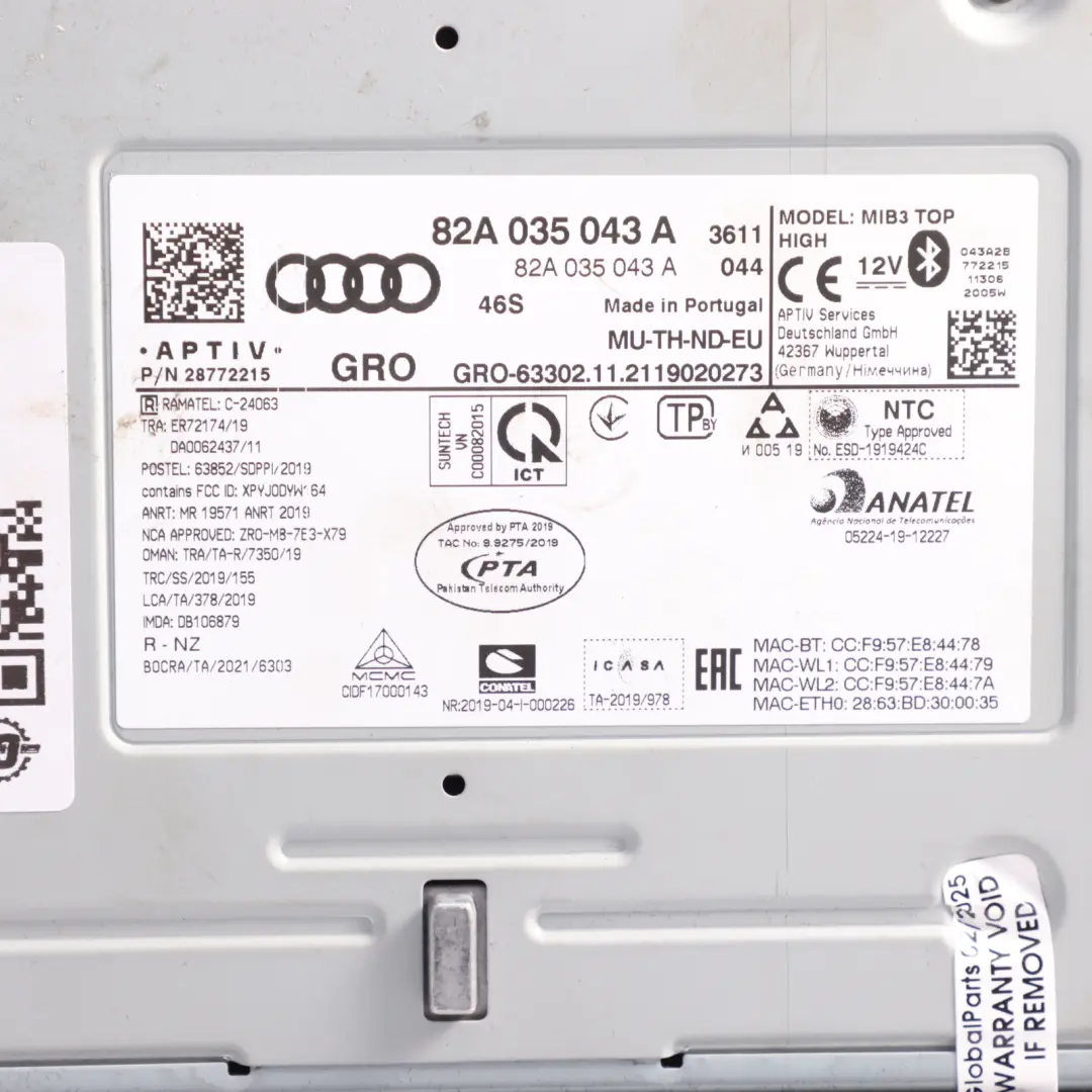 RSQ3 F3 Audio Central Computer Head Unit Navigation to Audi with Part number 82A035043A Audi RSQ3 F3 Audio Central Computer Head Unit Navigation - SKU 82A035043A - Part number 82A035043A