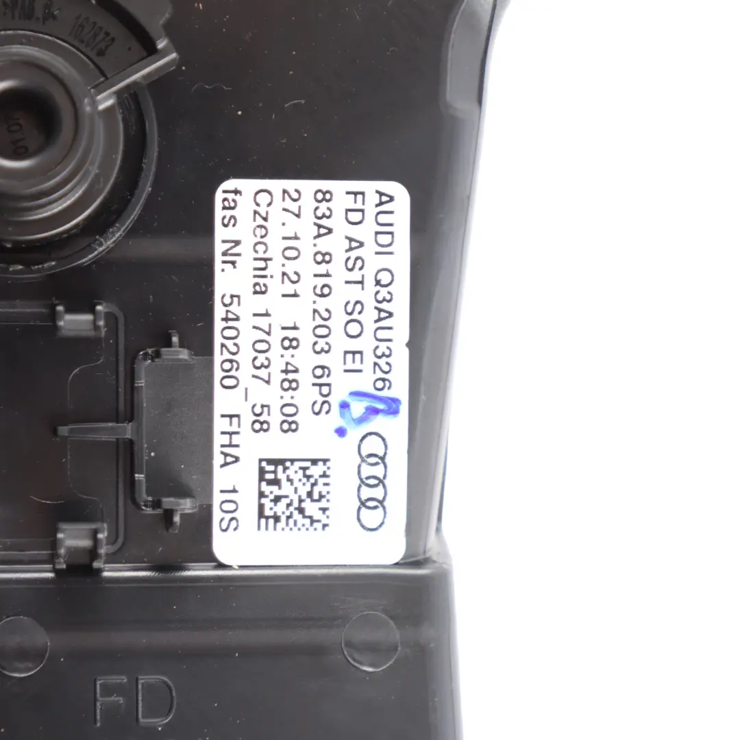 RSQ3 F3 Rear Back Centre Console Fresh Air Grille Vent Black to Audi with Part number 83A819203 Audi RSQ3 F3 Rear Back Centre Console Fresh Air Grille Vent Black - SKU 83A819203 - Part number 83A819203