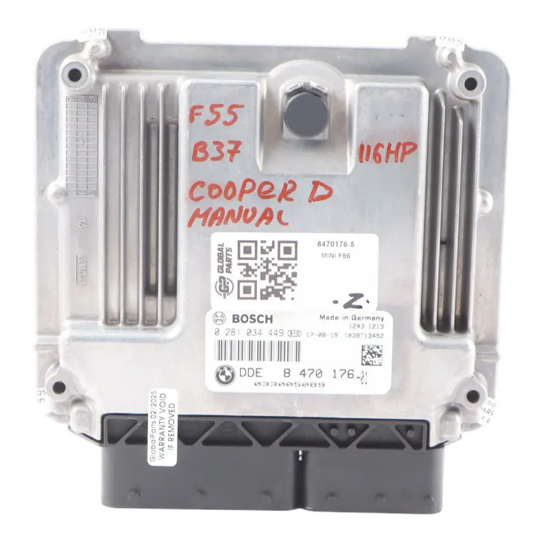 B37 1.5 116HP Engine Control Unit ECU DME Manual Mini Cooper D F55 F56 - SKU 8470176-5 - Part number 8470176