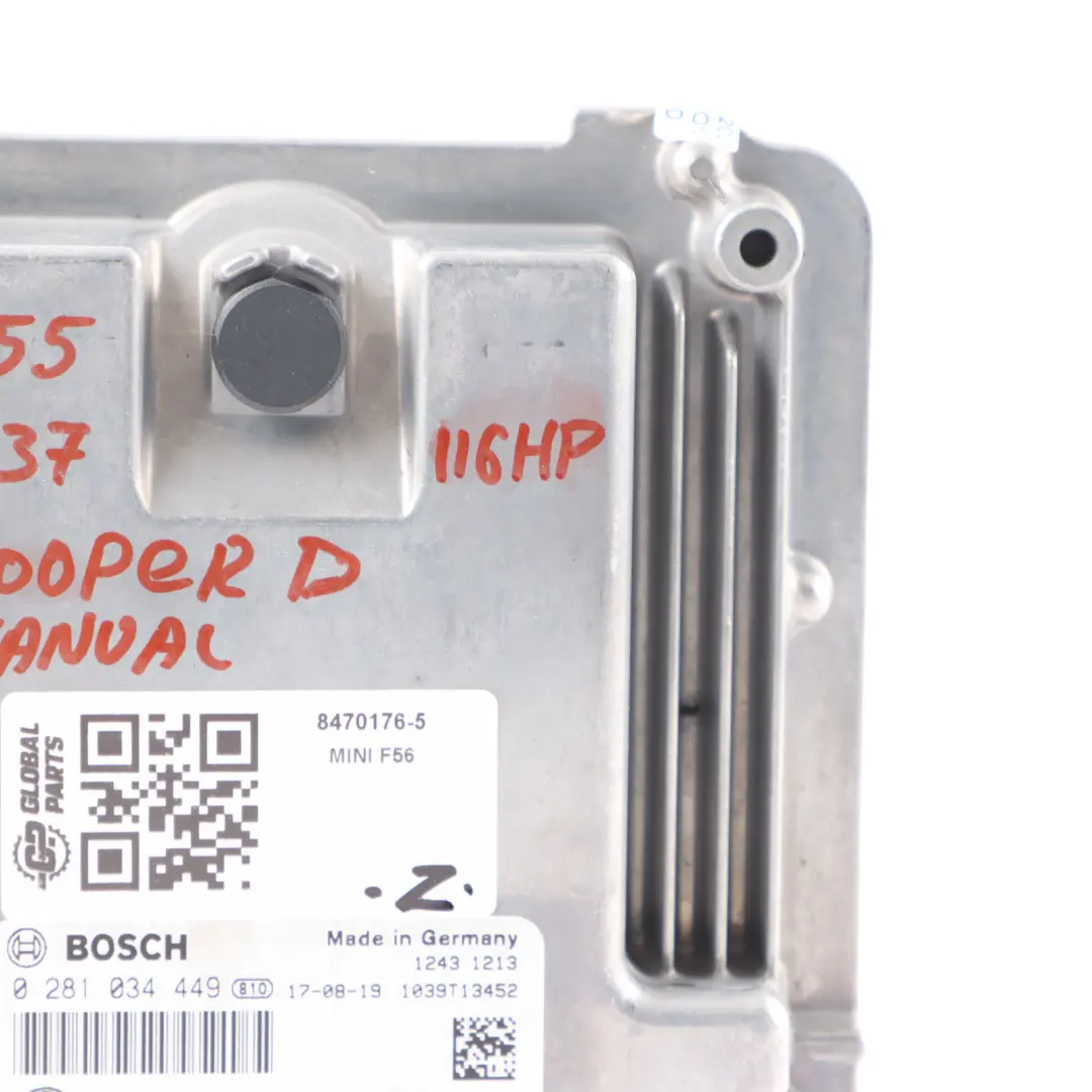 B37 1.5 116HP Engine Control Unit ECU DME Manual Mini Cooper D F55 F56 - SKU 8470176-5 - Part number 8470176