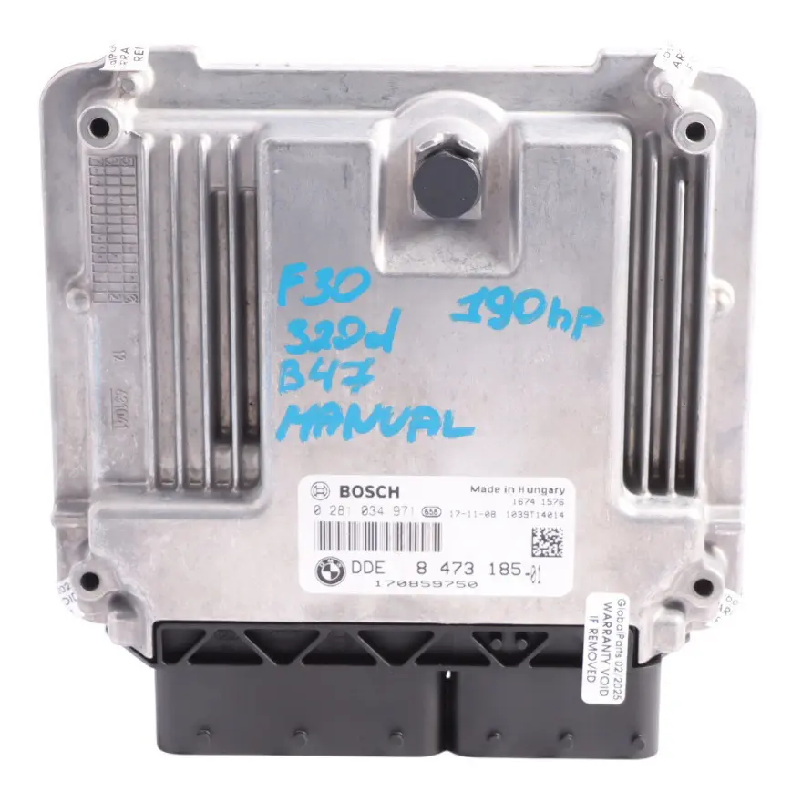 BMW F20 120d F30 320d F36 420d LCI B47 190HP Engine ECU DDE Manual - SKU 8473185-5 - Part number 8473185