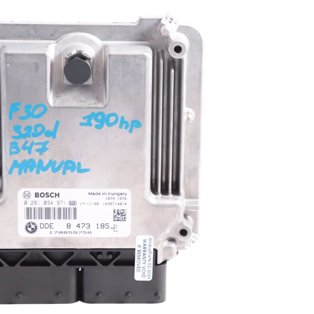 B47 190PS Motor ECU DDE für BMW F20 120D F30 320D F36 420D LCI mit Teilenummer 8473185 BMW F20 120D F30 320D F36 420D LCI B47 190PS Motor ECU DDE - SKU 8473185-5 - Teilenummer 8473185