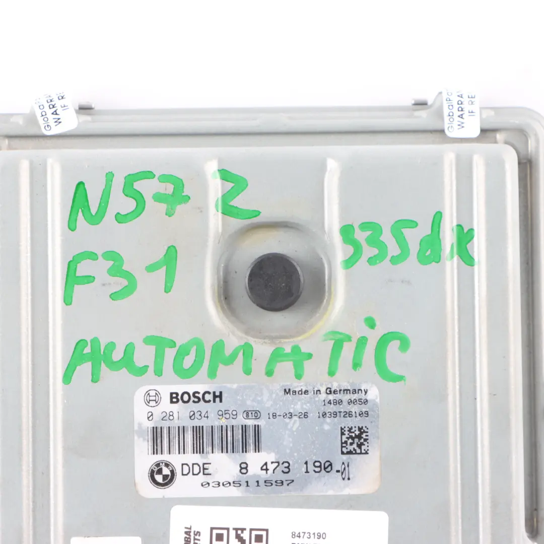 335dx F33 F36 435dx N57Z 313HP Engine ECU DDE Automatic to BMW F30 F31 with Part number 8473190 BMW F30 F31 335dx F33 F36 435dx N57Z 313HP Engine ECU DDE Automatic - SKU 8473190 - Part number 8473190