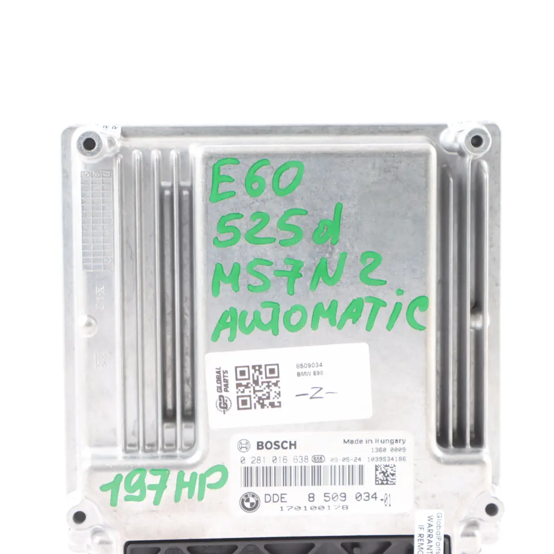 M57N2 197HP ECU Module DDE Automatic BMW E90 E91 325d E60 E61 LCI 525d - SKU 8509034 - Part number 8509034