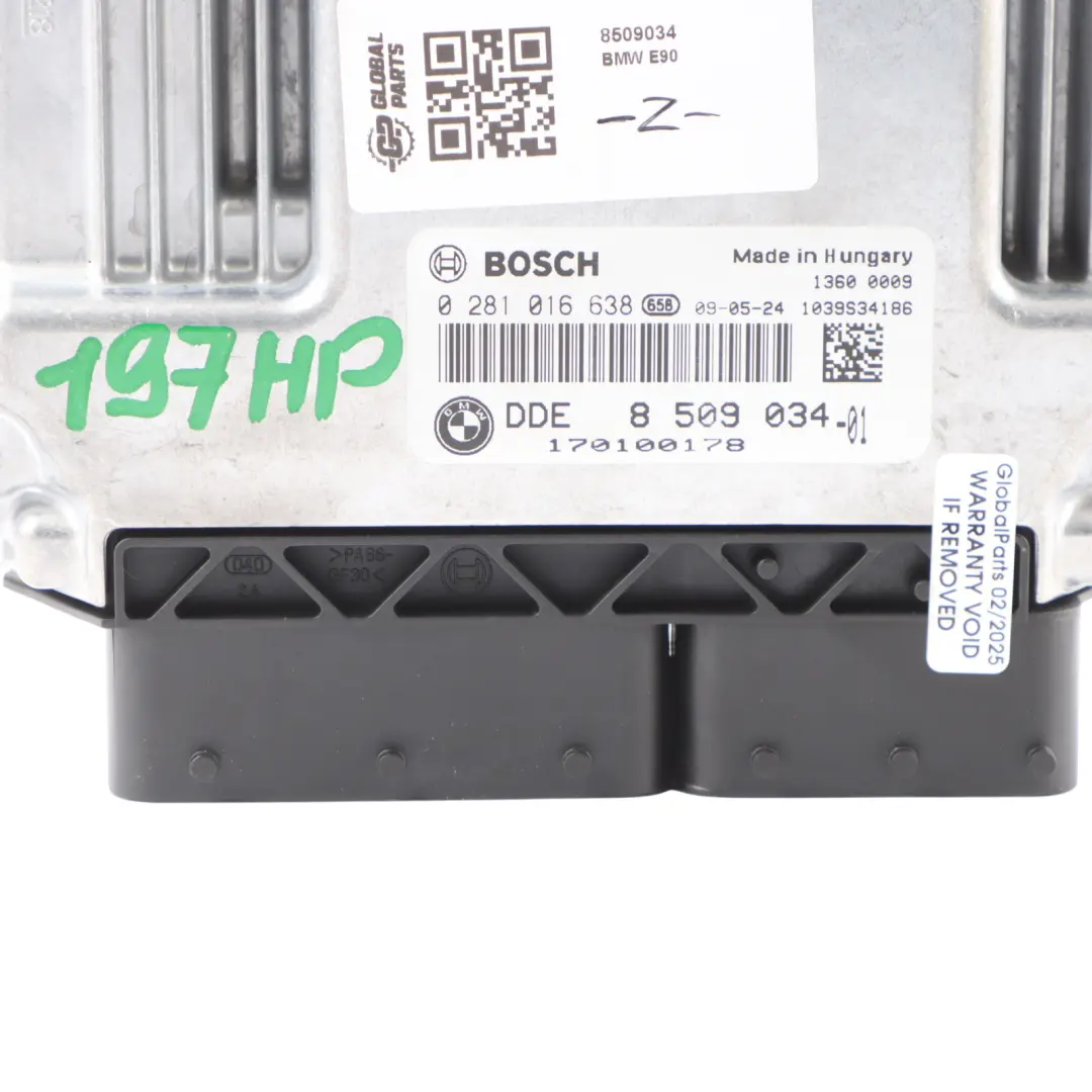 M57N2 197HP ECU Module DDE Automatic to BMW E90 E91 325d E60 E61 LCI 525d with Part number 8509034 BMW E90 E91 325d E60 E61 LCI 525d M57N2 197HP ECU Module DDE Automatic - SKU 8509034 - Part number 8509034