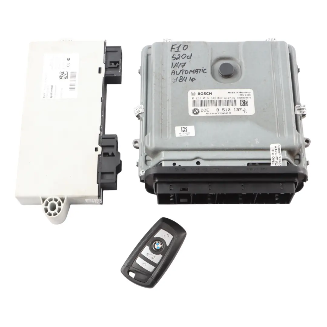 BMW F10 F11 520d N47N 184HP Engine ECU Kit DDE CAS 4 + Key Automatic - SKU 8510137-2 - Part number 8510137