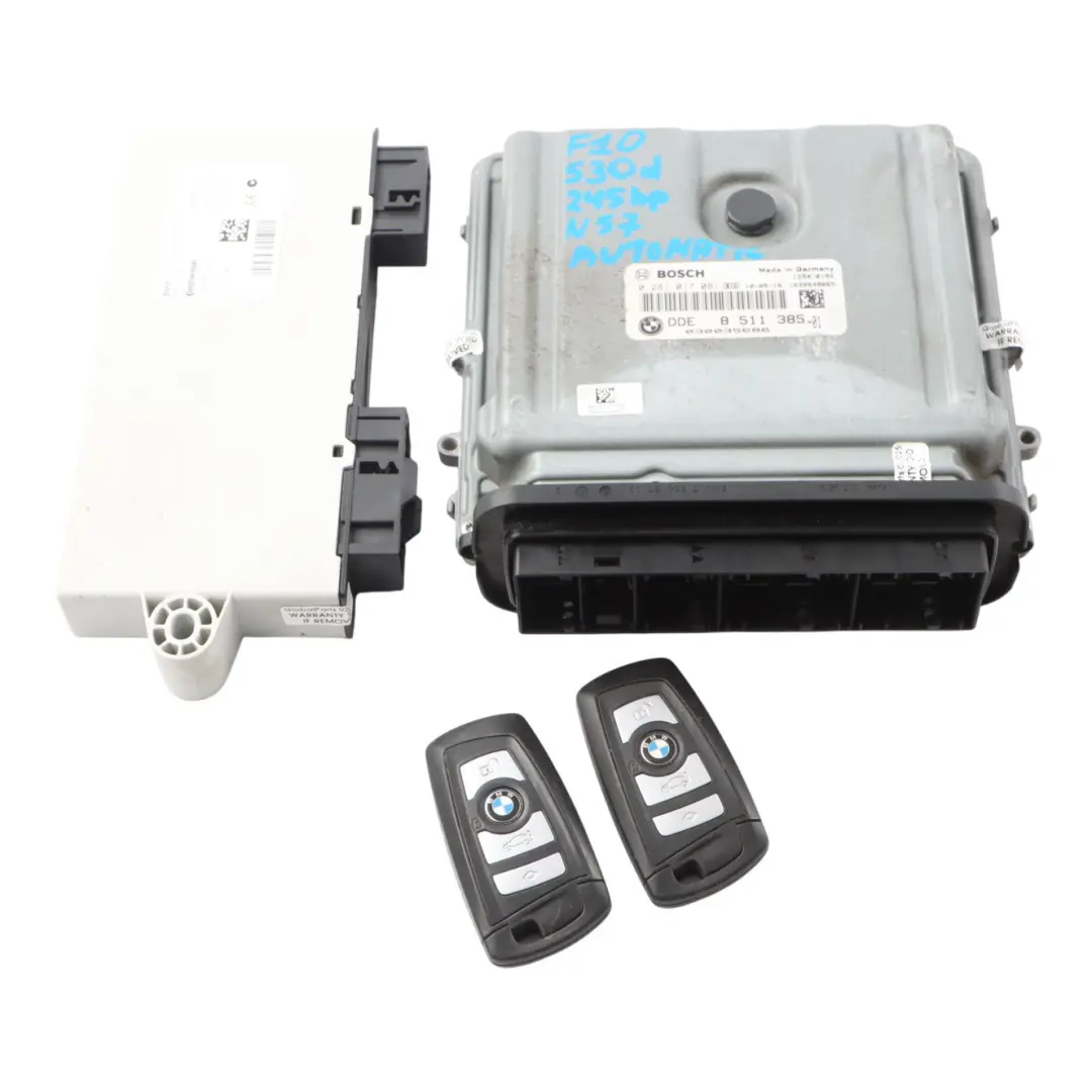 N57 245HP Control Unit ECU Kit DDE CAS4 Keys Automatic to BMW F10 F11 530d with Part number 8511385 BMW F10 F11 530d N57 245HP Control Unit ECU Kit DDE CAS4 Keys Automatic - SKU 8511385-4 - Part number 8511385