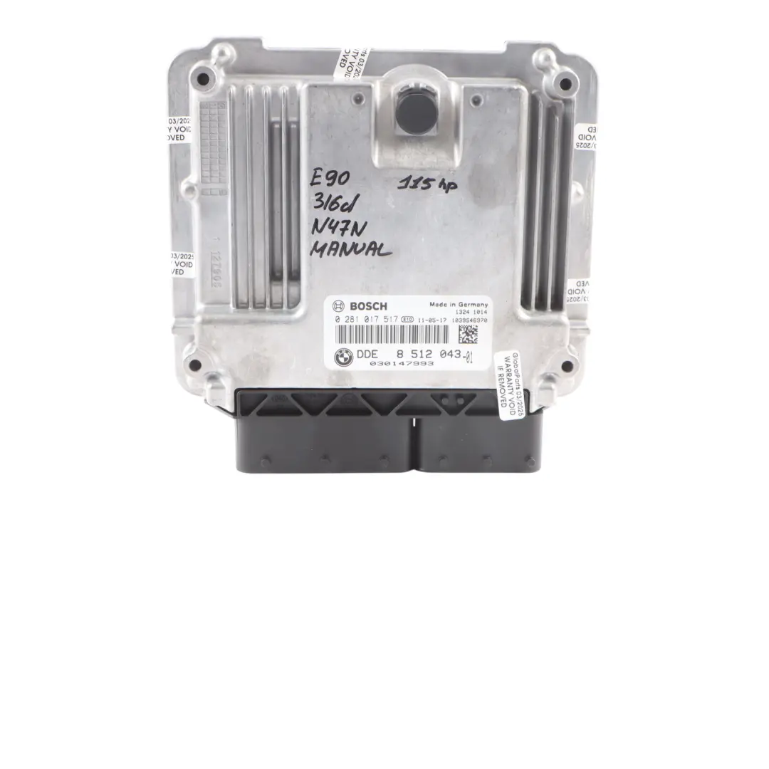 BMW E90 E91 LCI 316d N47N 115HP Engine ECU Kit DDE CAS3 Key Manual - SKU 8512043-6 - Part number 8512043