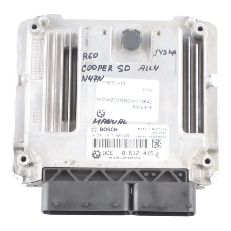 Mini Cooper SD R60 ALL4 N47N 143HP Engine Control Unit ECU DDE 8512415 Manual