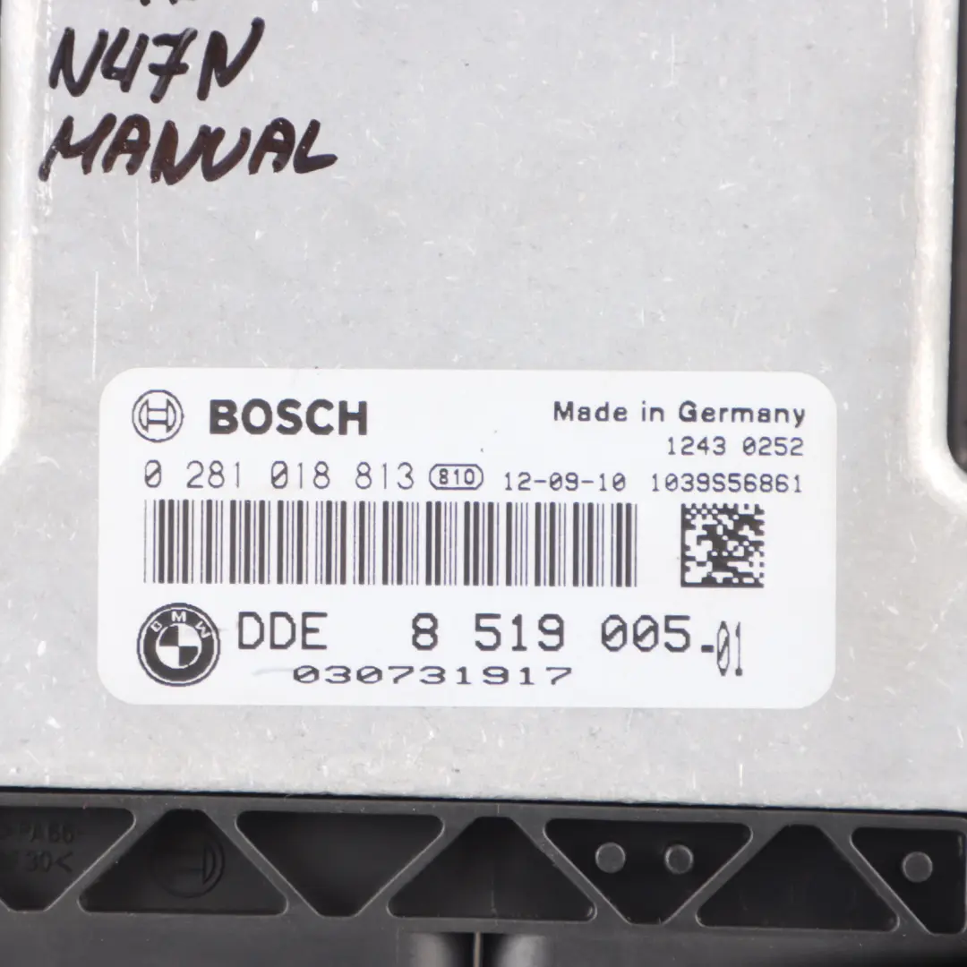 18Dx Diesel N47N 143HP Unità Controllo Motore ECU DDE Manuale per BMW X1 E84 con numero di parte 8519005 BMW X1 E84 18Dx Diesel N47N 143HP Unità Controllo Motore ECU DDE Manuale - SKU 8519005 - Numero di parte 8519005