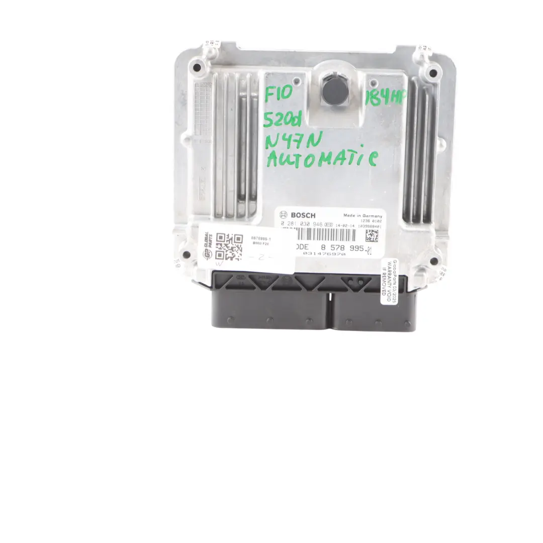 BMW F10 F20 520d 320d N47N 184KM Sterownik ECU DDE Zestaw Manual - SKU 8578995-1 - Numer Części 8578995